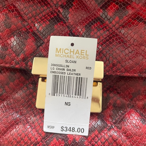 Red and black python leather Micheal Kors bag/ gold hardware. Condition good. - Picture 9 of 11